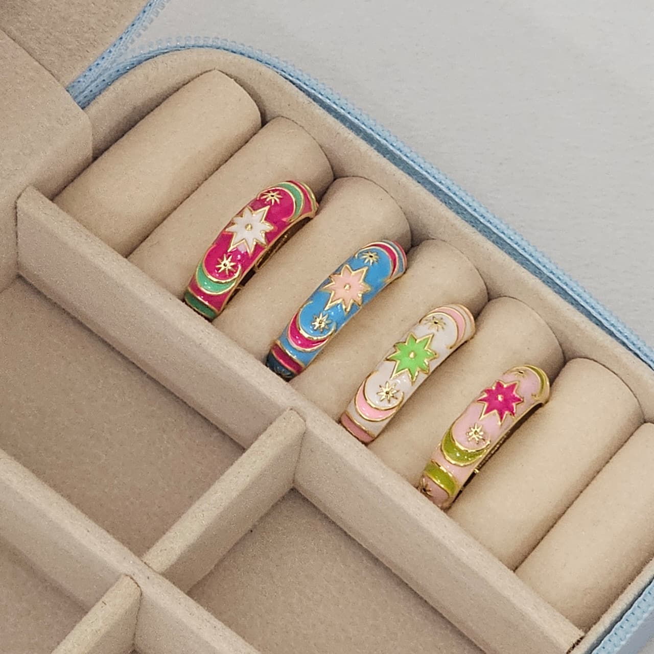 Sun Moon Enamel Ring - Adjustable - Nimé By Shop Trendys