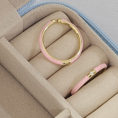 Minimal Diamond Enamel Ring - Adjustable - Nimé By Shop Trendys