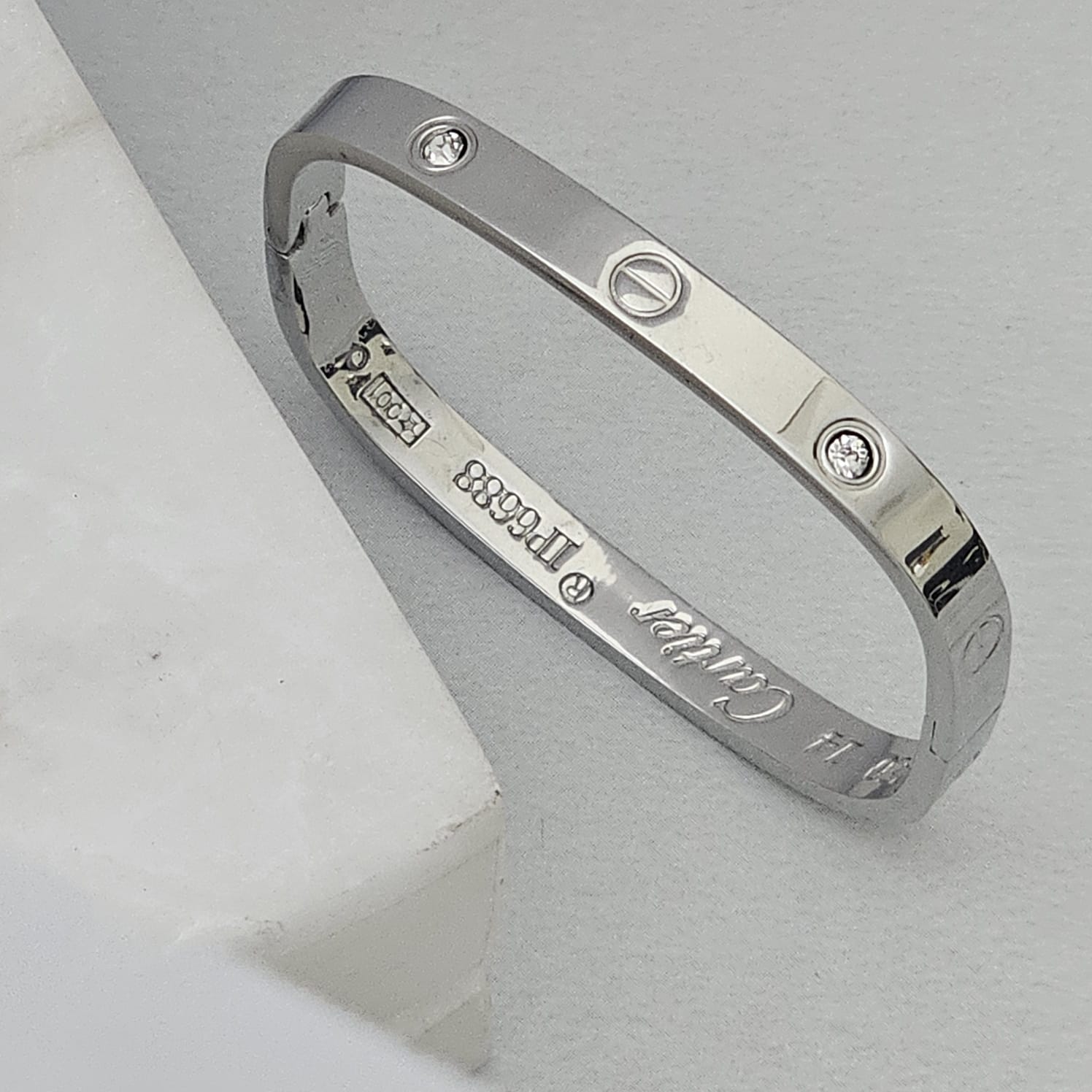 Silver Square Cartier Women Kada Bracelet (Anti Tarnish) (Small Size) - Nimé By Shop Trendys
