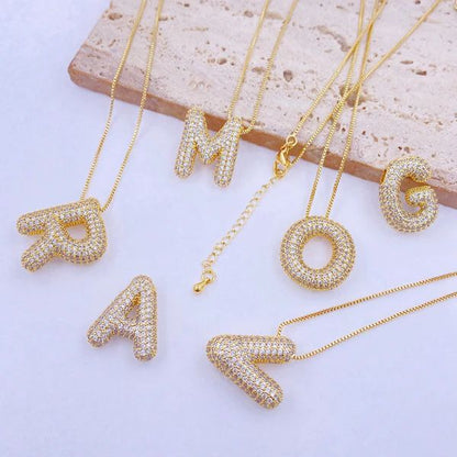 Diamond Initial Alphabet Necklace (Anti Tarnish) - Nimé By Shop Trendys