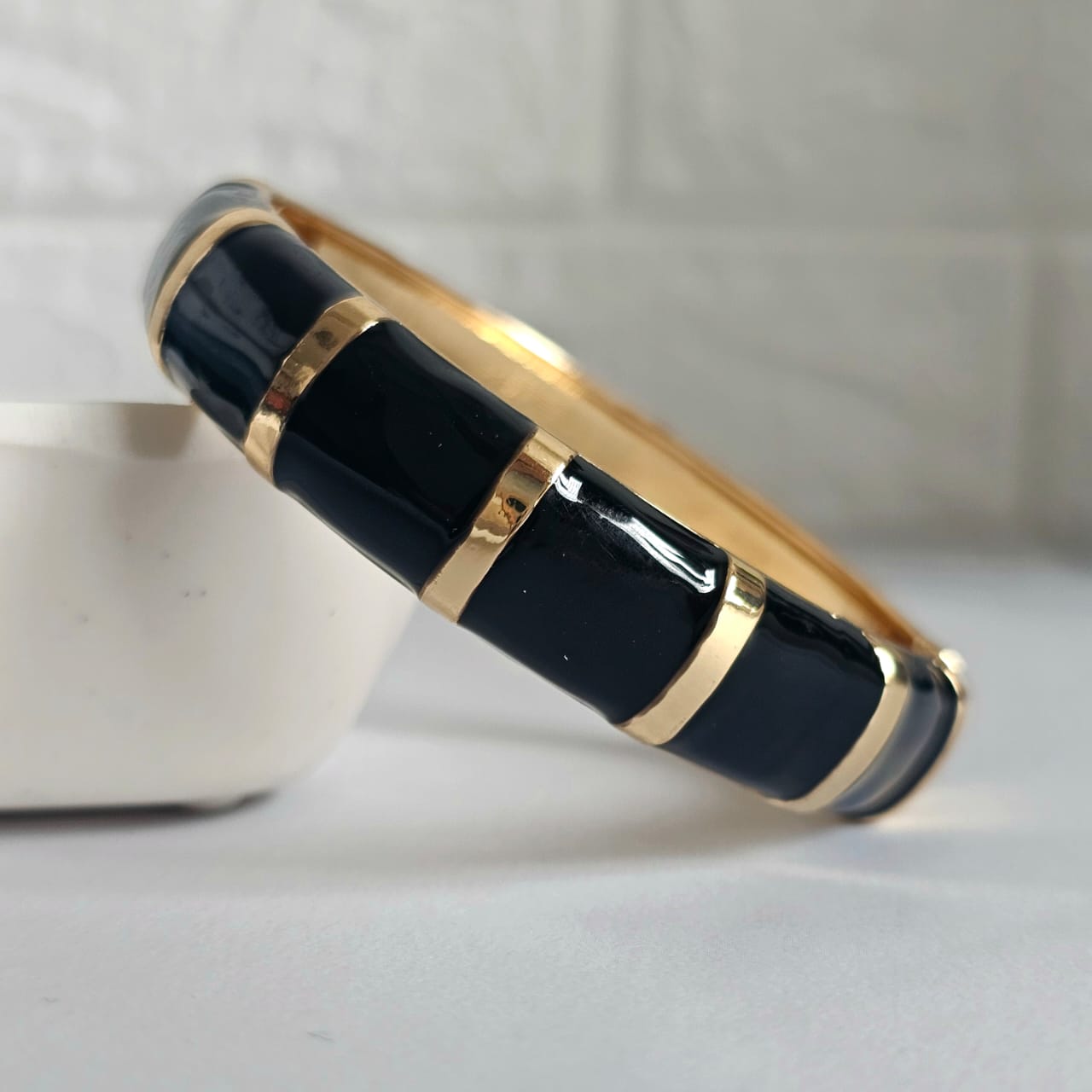Women Thick Block Enamel Kada Bracelet - Nimé By Shop Trendys