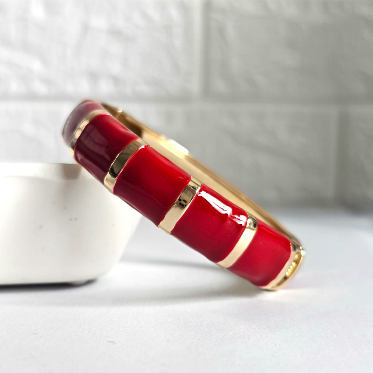 Women Thick Block Enamel Kada Bracelet - Nimé By Shop Trendys