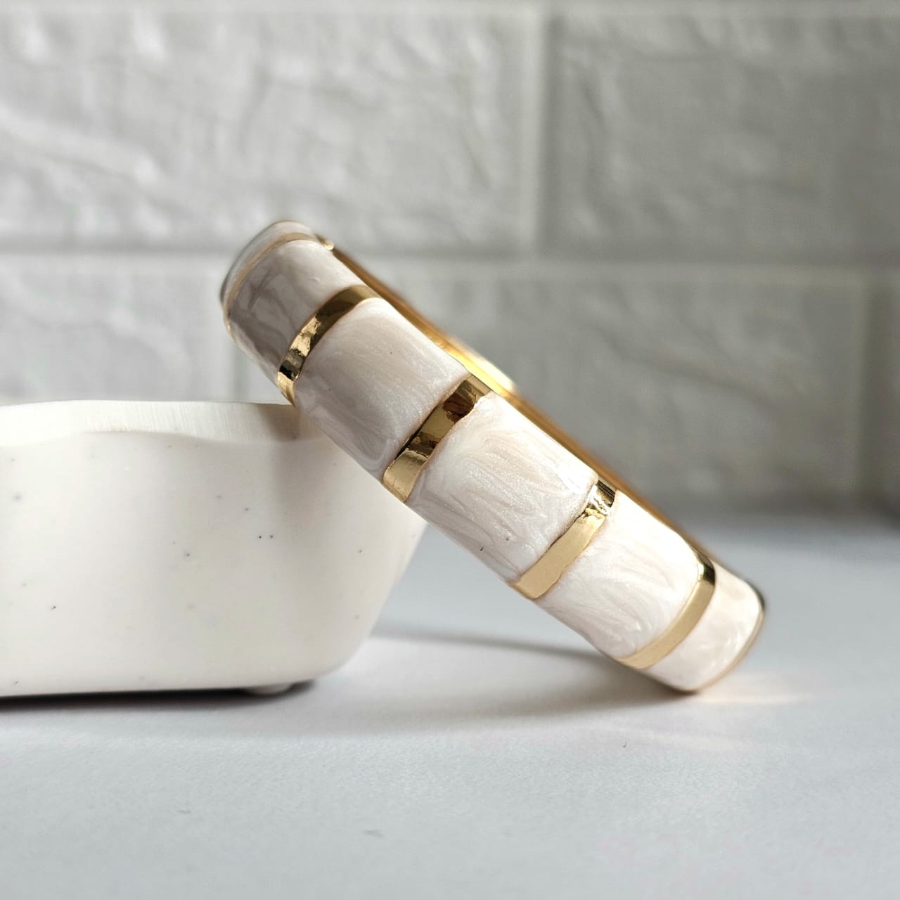 Women Thick Block Enamel Kada Bracelet - Nimé By Shop Trendys