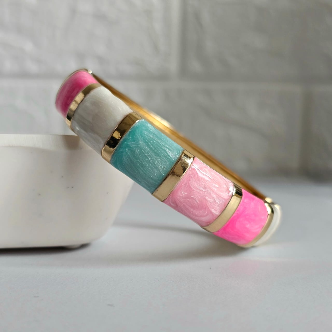 Women Thick Block Enamel Kada Bracelet - Nimé By Shop Trendys