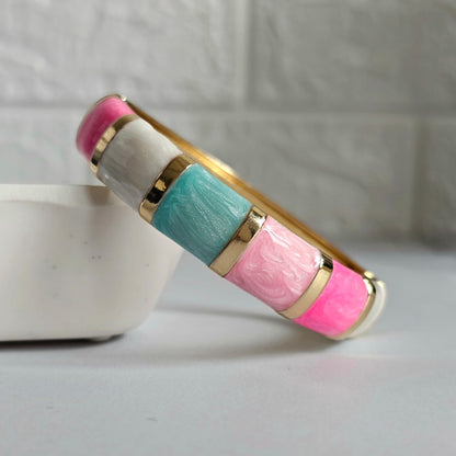 Women Thick Block Enamel Kada Bracelet - Nimé By Shop Trendys