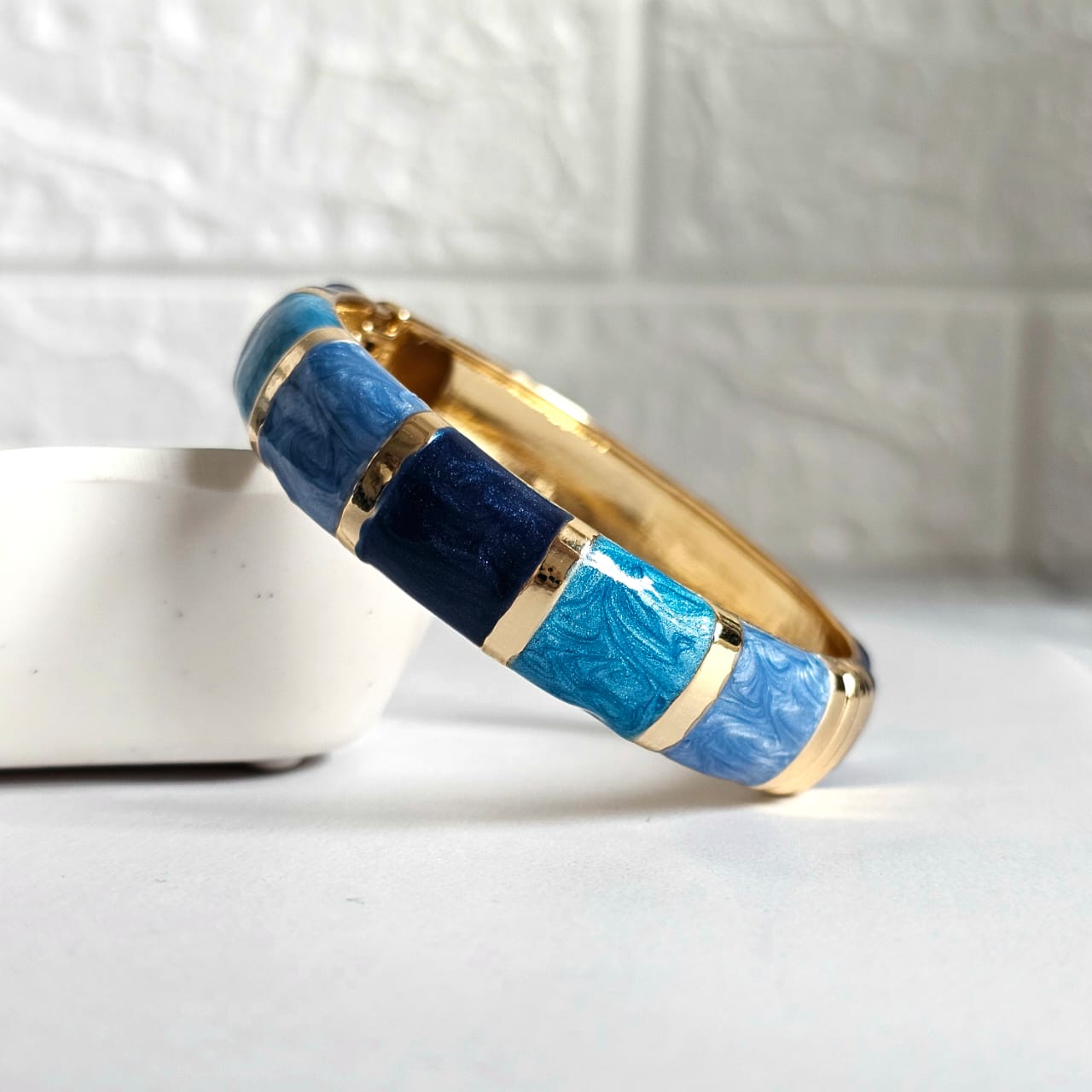 Women Thick Block Enamel Kada Bracelet - Nimé By Shop Trendys