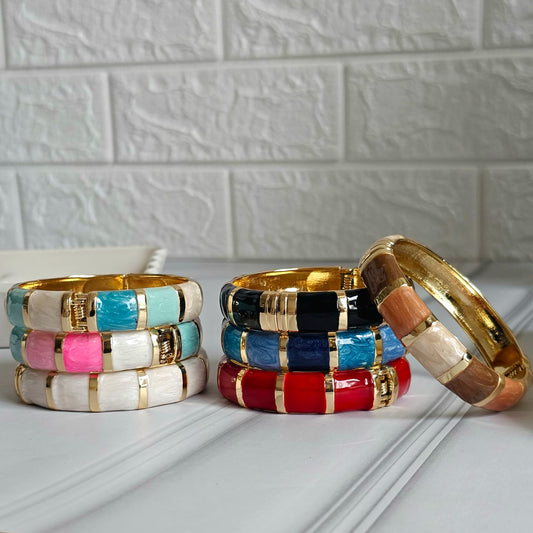 Women Thick Block Enamel Kada Bracelet - Nimé By Shop Trendys