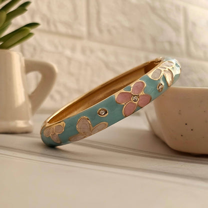 Women Thick Floral Enamel Kada Bracelet - Nimé By Shop Trendys