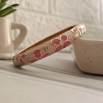 Women Thick Floral Enamel Kada Bracelet - Nimé By Shop Trendys