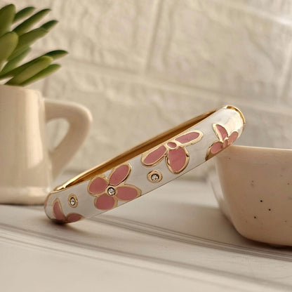 Women Thick Floral Enamel Kada Bracelet - Nimé By Shop Trendys