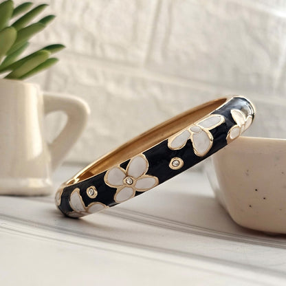 Women Thick Floral Enamel Kada Bracelet - Nimé By Shop Trendys