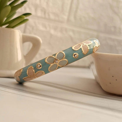 Women Thick Floral Enamel Kada Bracelet - Nimé By Shop Trendys