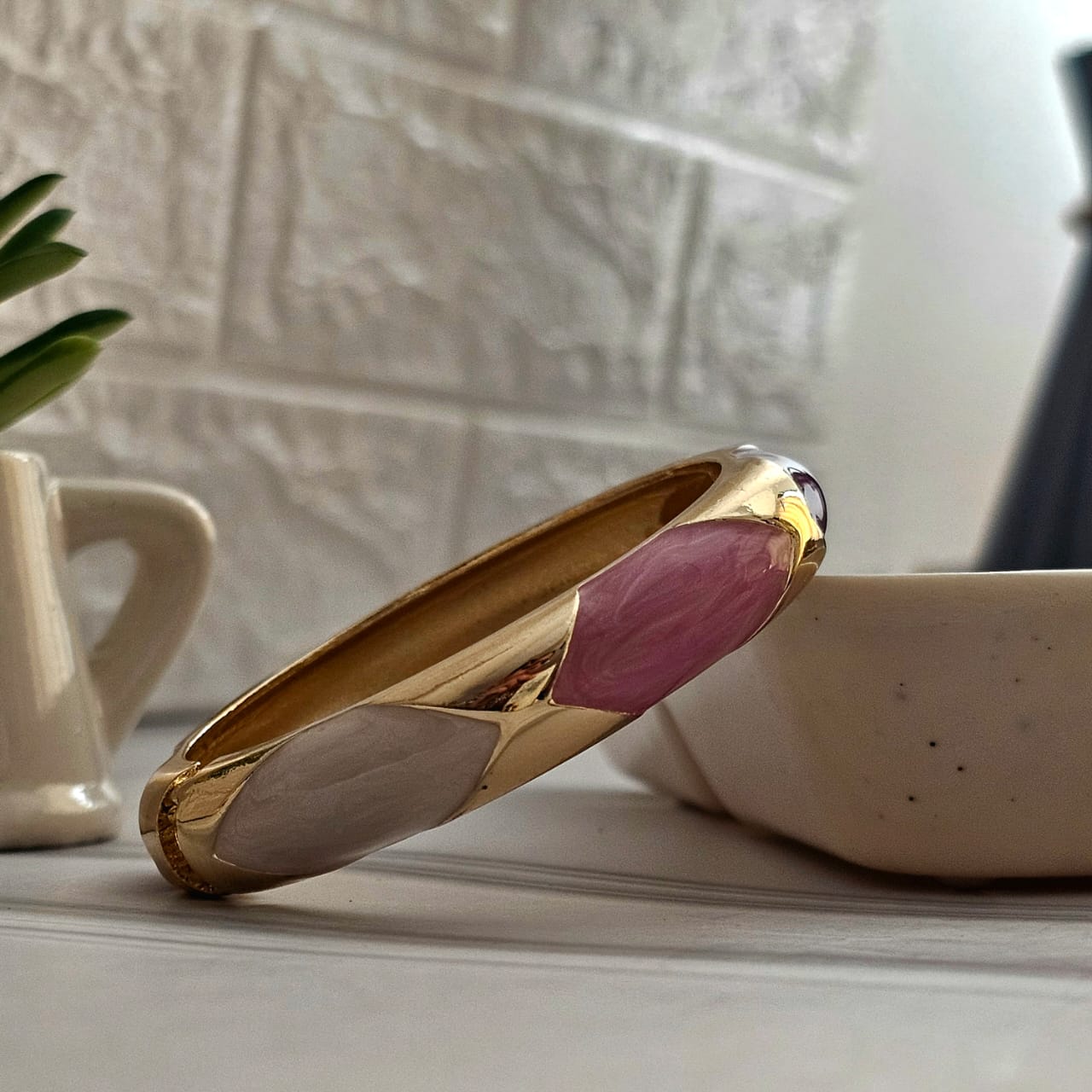 Women Thick Cross Enamel Kada Bracelet - Nimé By Shop Trendys