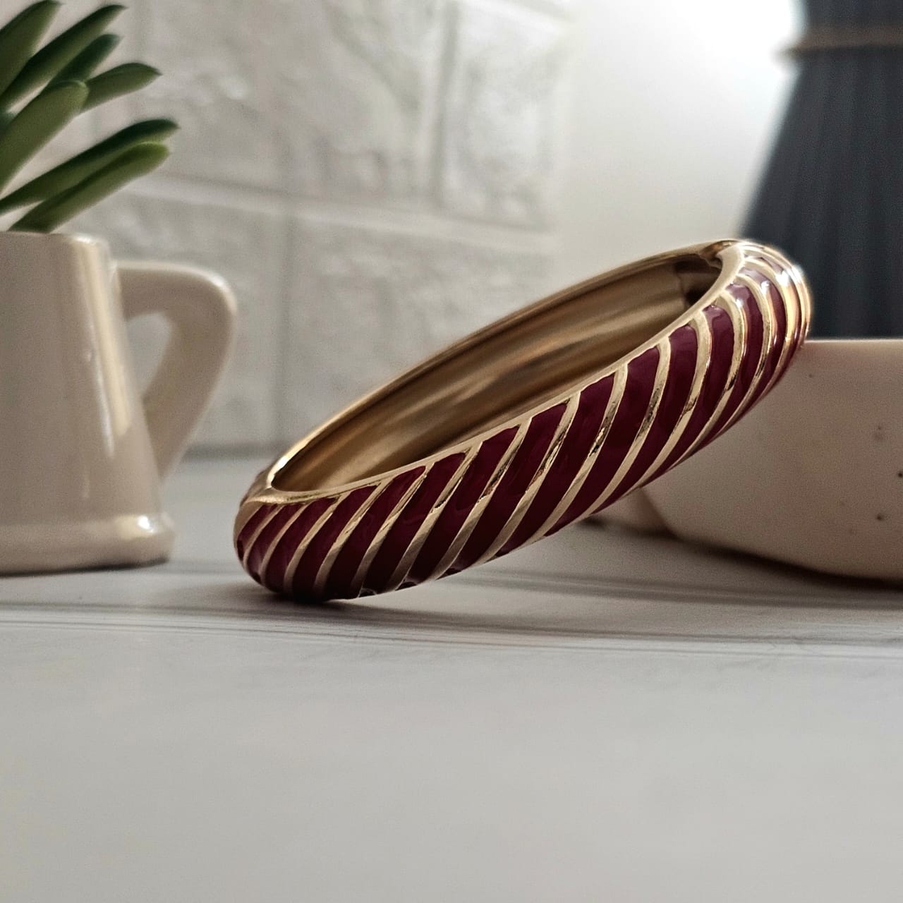 Women Stripped Enamel Kada Bracelet - Nimé By Shop Trendys
