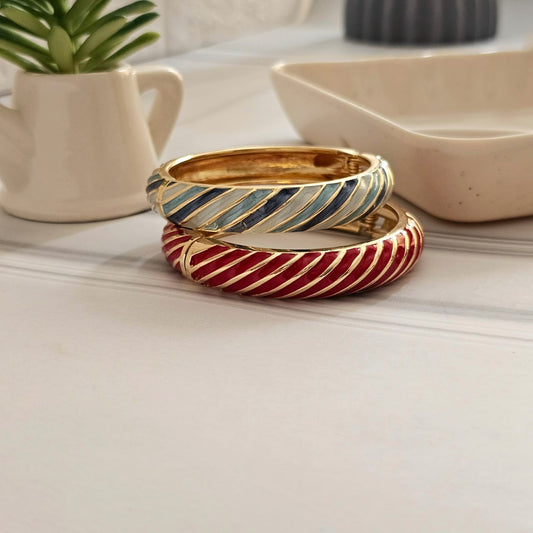 Women Stripped Enamel Kada Bracelet - Nimé By Shop Trendys