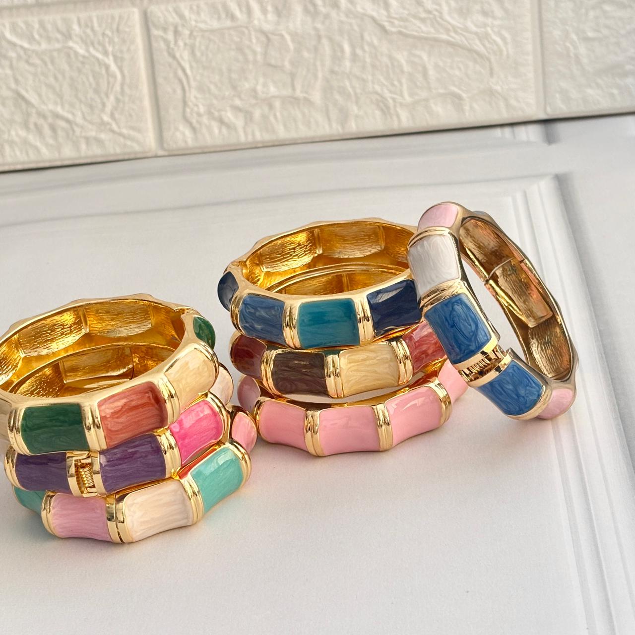 Women Big Color Block Enamel Kada Bracelet - Nimé By Shop Trendys