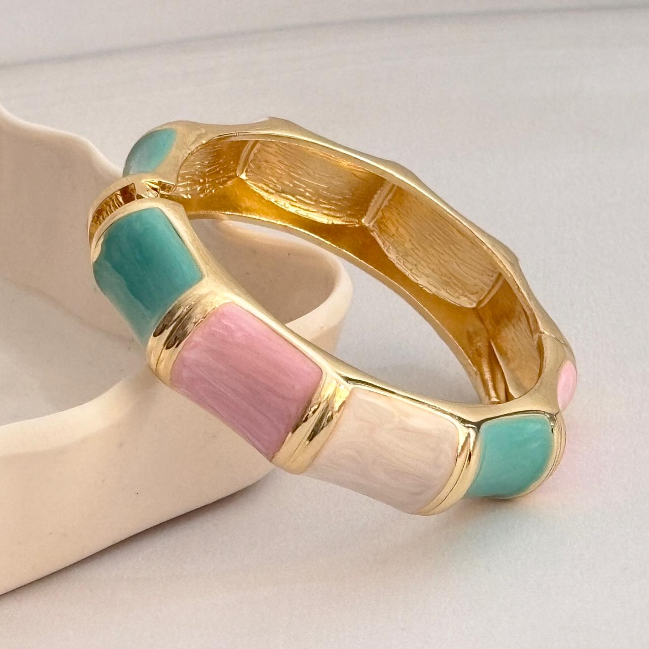 Women Big Color Block Enamel Kada Bracelet - Nimé By Shop Trendys