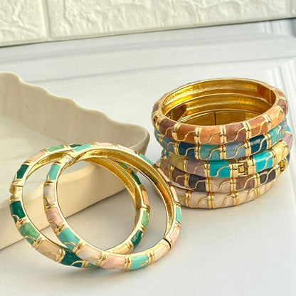 Women ZigZag Block Enamel Kada Bracelet - Nimé By Shop Trendys
