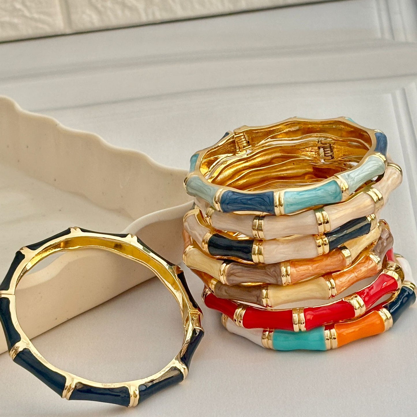 Women Bamboo Style Enamel Kada Bracelet - Nimé By Shop Trendys