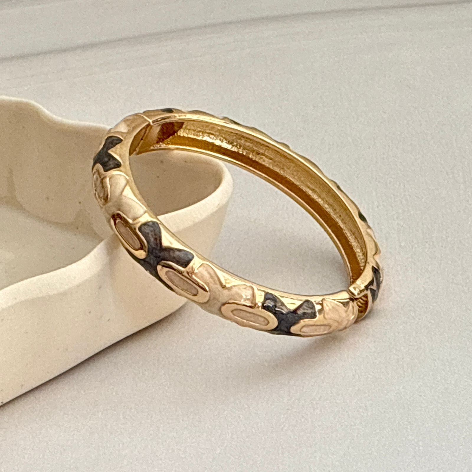 Women Tribal Brown Beige Enamel Kada Bracelet - Nimé By Shop Trendys