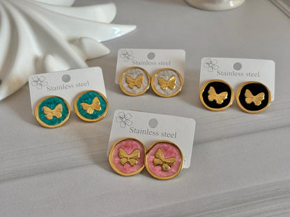 Women Enamel Chunky Butterfly Earring - Nimé By Shop Trendys