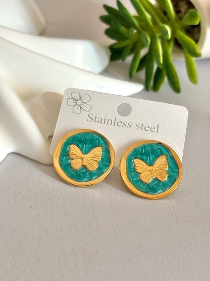 Women Enamel Chunky Butterfly Earring - Nimé By Shop Trendys