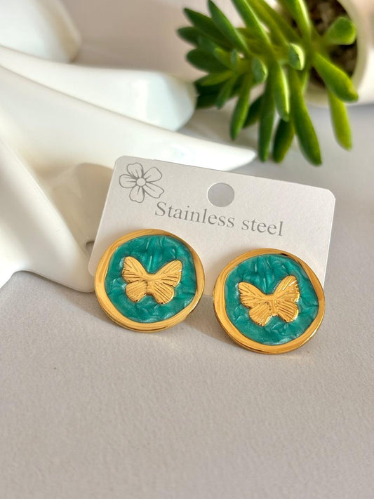 Women Enamel Chunky Butterfly Earring - Nimé By Shop Trendys