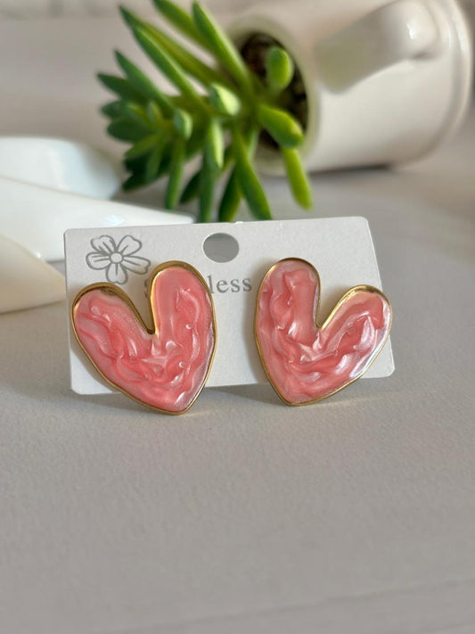 Women Enamel Chunky Heart Earring - Nimé By Shop Trendys