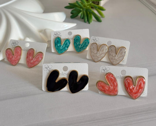 Women Enamel Chunky Heart Earring - Nimé By Shop Trendys
