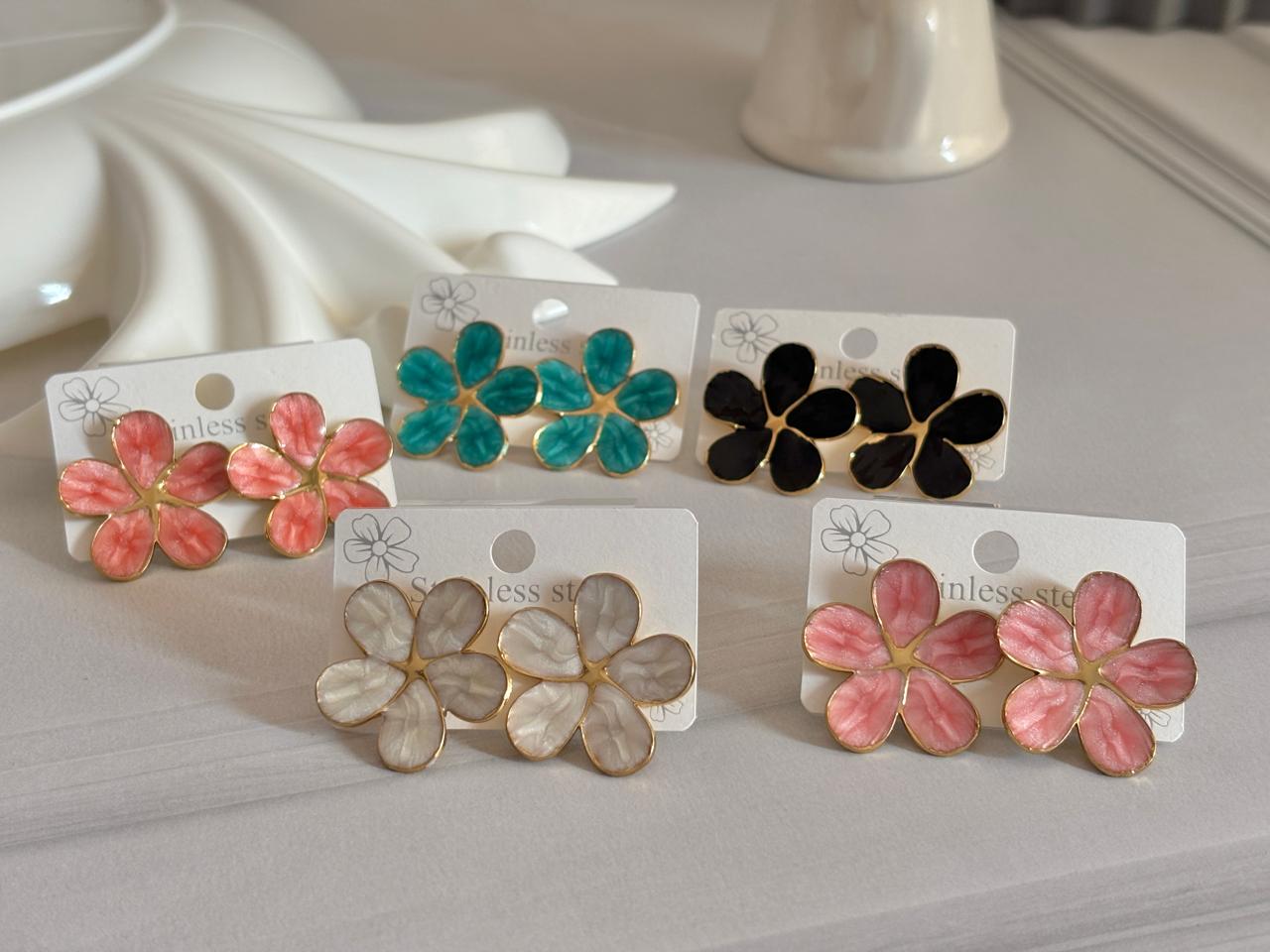 Women Enamel Big Flower Earring - Nimé By Shop Trendys