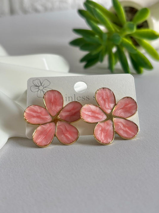 Women Enamel Big Flower Earring - Nimé By Shop Trendys