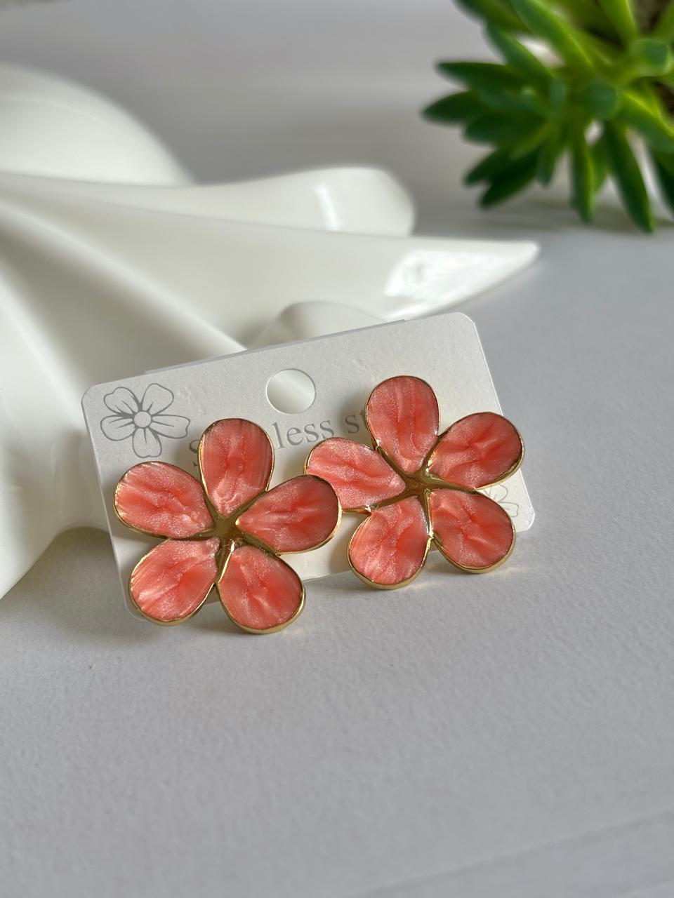Women Enamel Big Flower Earring - Nimé By Shop Trendys