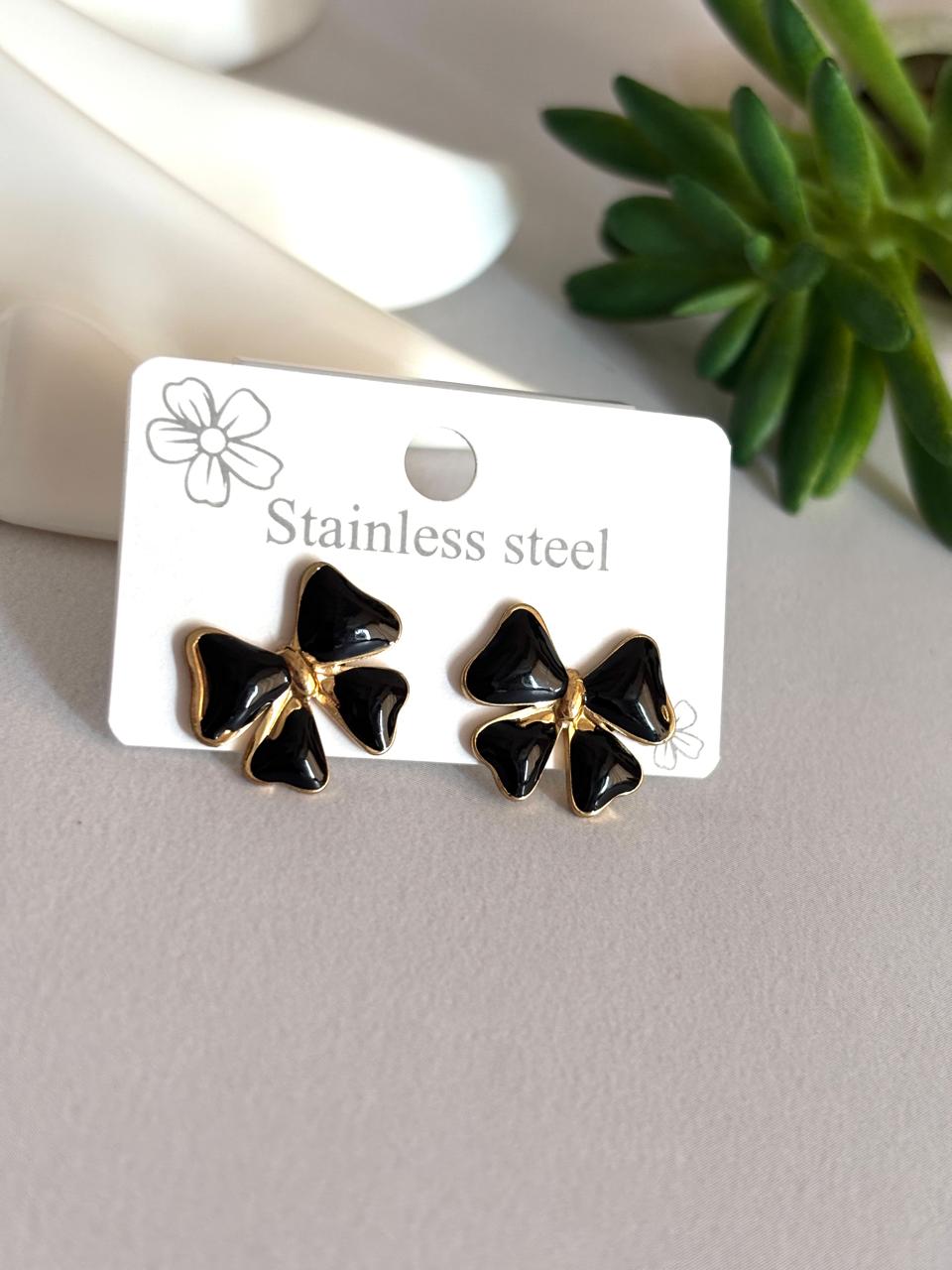 Women Enamel Dainty Bow Earring - Nimé By Shop Trendys