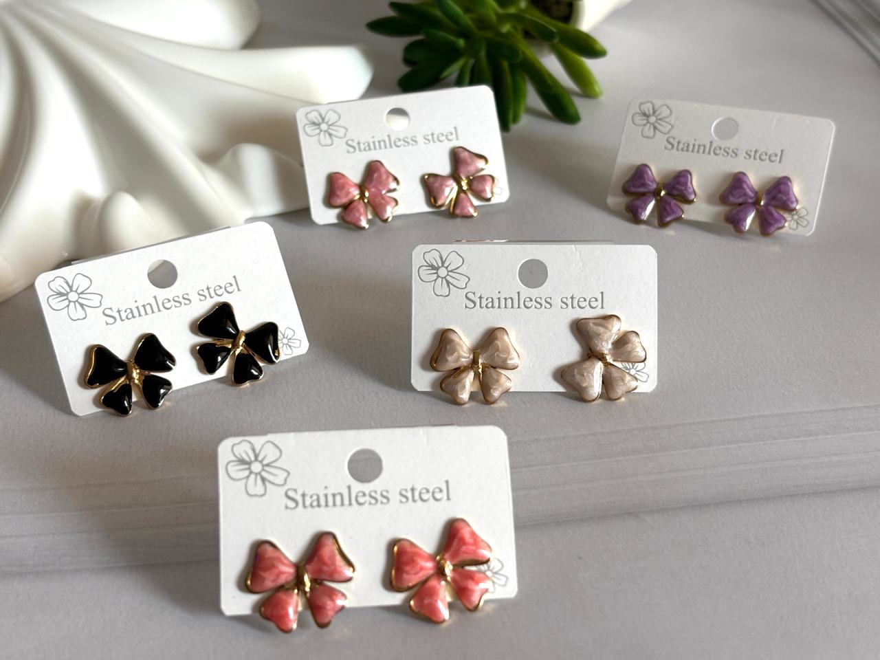 Women Enamel Dainty Bow Earring - Nimé By Shop Trendys