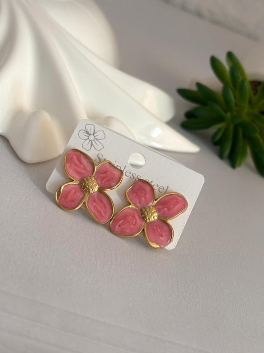 Women Enamel Elegant Flower Earring - Nimé By Shop Trendys