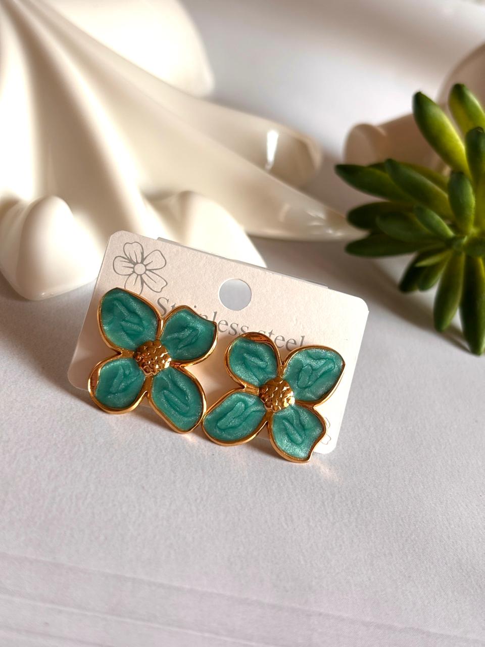 Women Enamel Elegant Flower Earring - Nimé By Shop Trendys