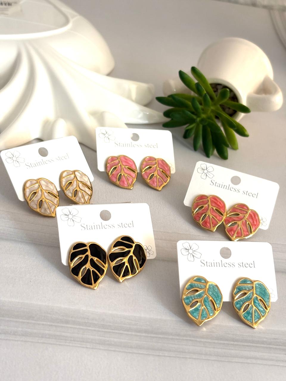 Women Enamel Leaf Earring - Nimé By Shop Trendys