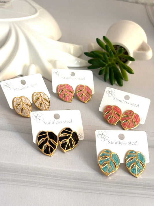 Women Enamel Leaf Earring - Nimé By Shop Trendys