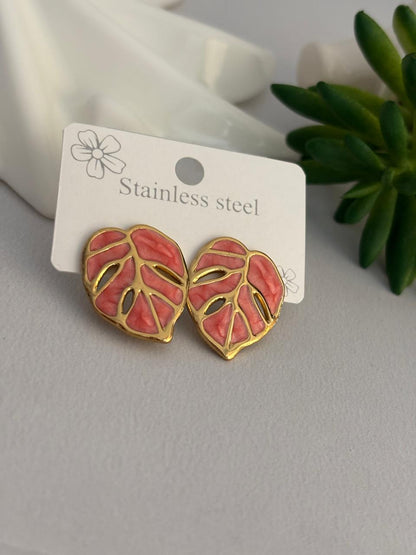 Women Enamel Leaf Earring - Nimé By Shop Trendys