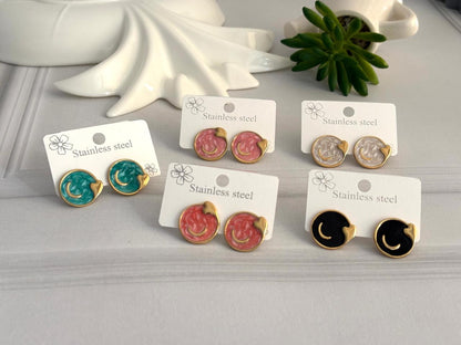 Women Enamel Heart Moon Earring - Nimé By Shop Trendys