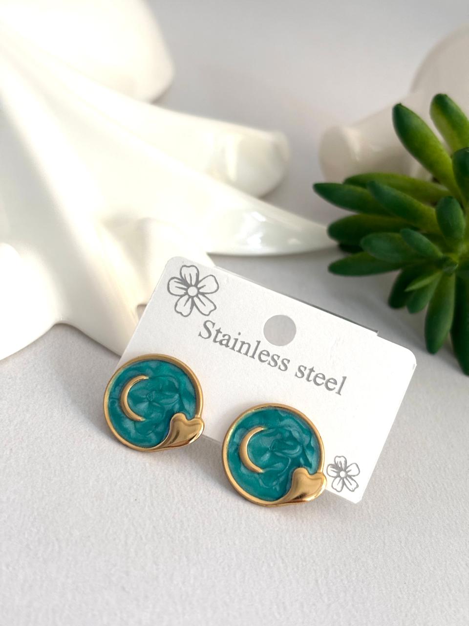 Women Enamel Heart Moon Earring - Nimé By Shop Trendys