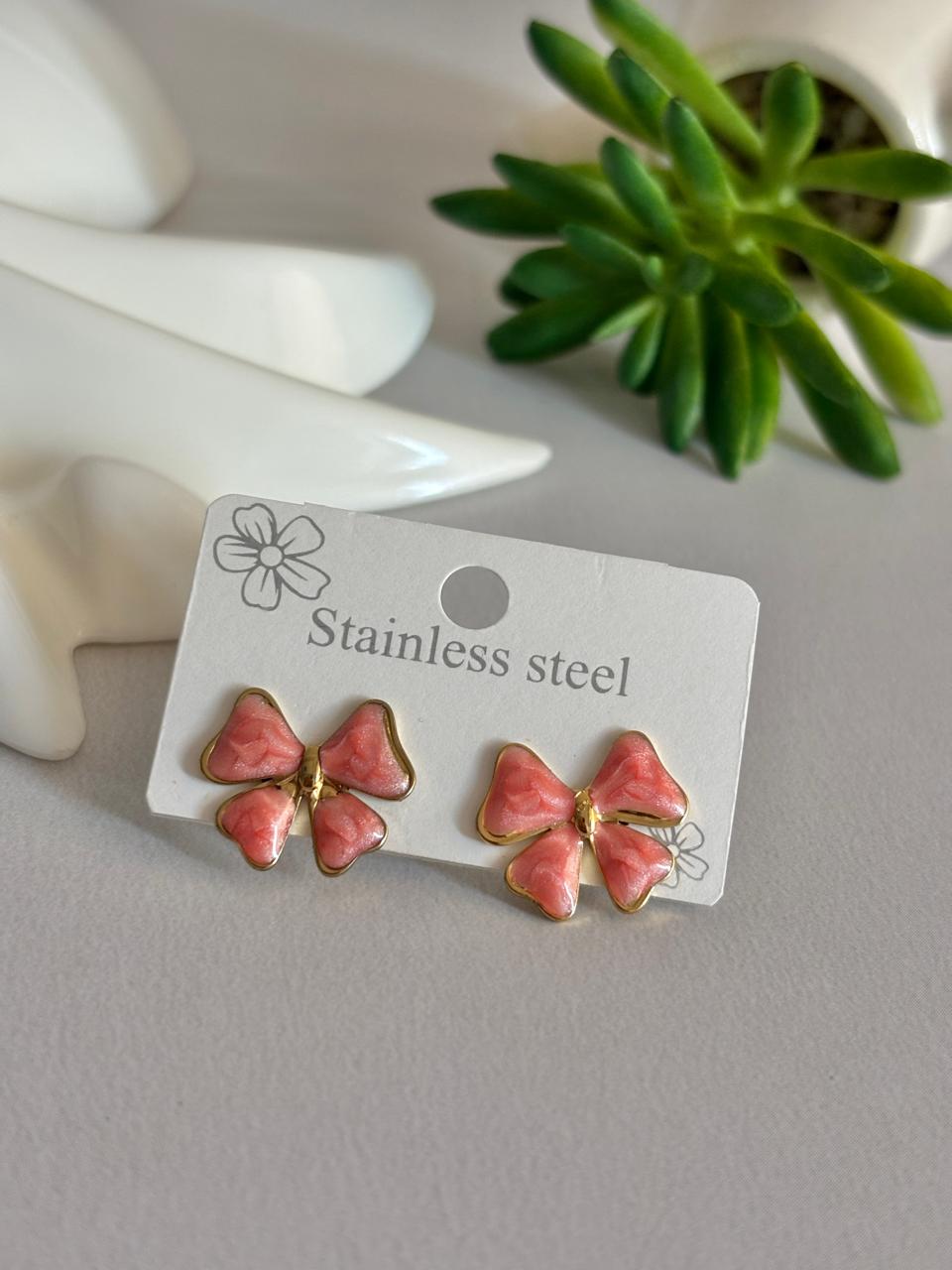 Women Enamel Dainty Bow Earring - Nimé By Shop Trendys
