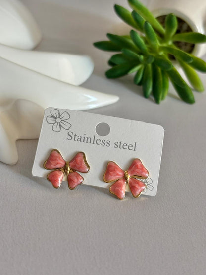 Women Enamel Dainty Bow Earring - Nimé By Shop Trendys