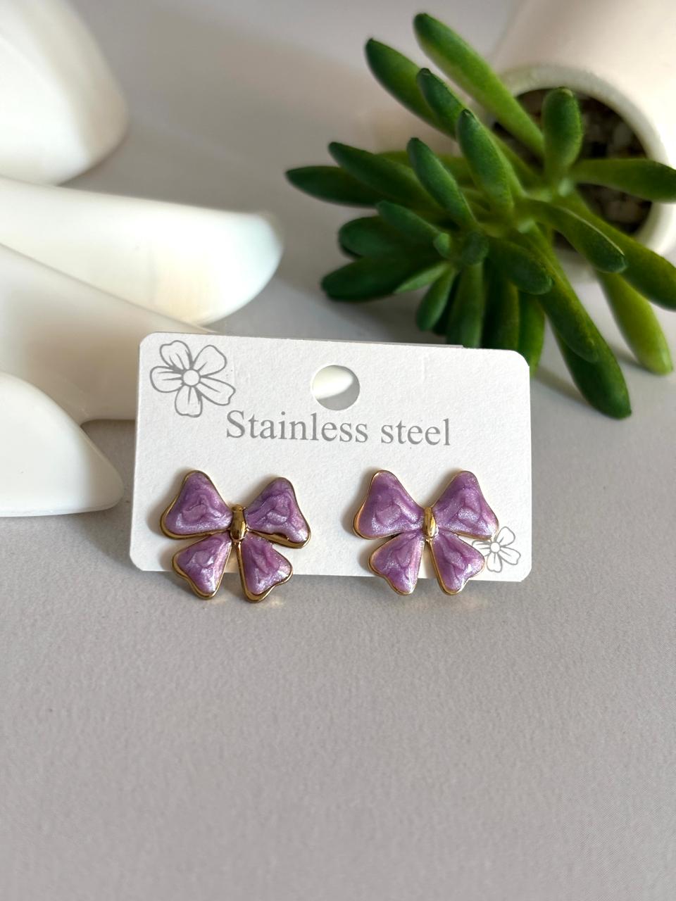 Women Enamel Dainty Bow Earring - Nimé By Shop Trendys