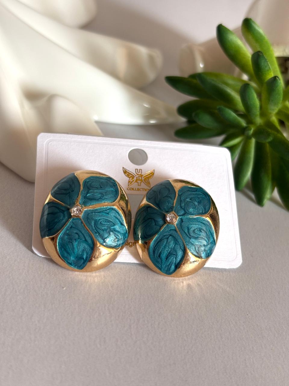 Women Enamel Embossed Flower Earring - Nimé By Shop Trendys