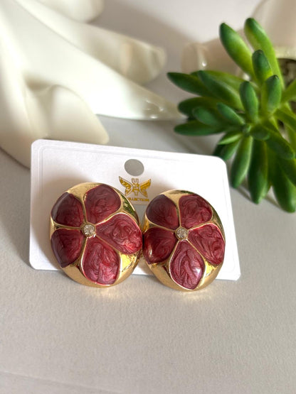 Women Enamel Embossed Flower Earring - Nimé By Shop Trendys