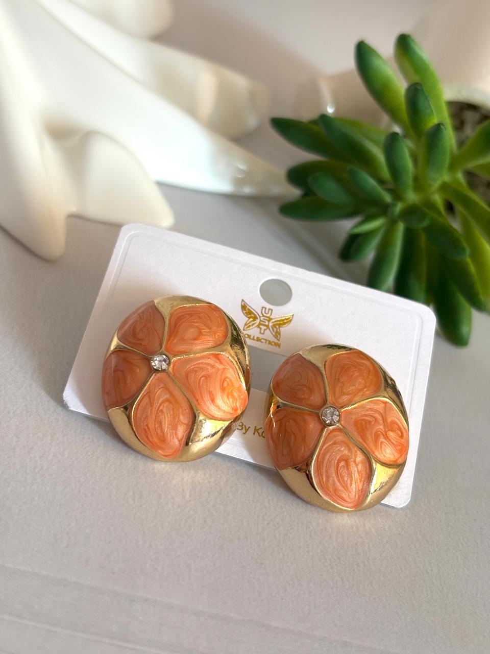 Women Enamel Embossed Flower Earring - Nimé By Shop Trendys