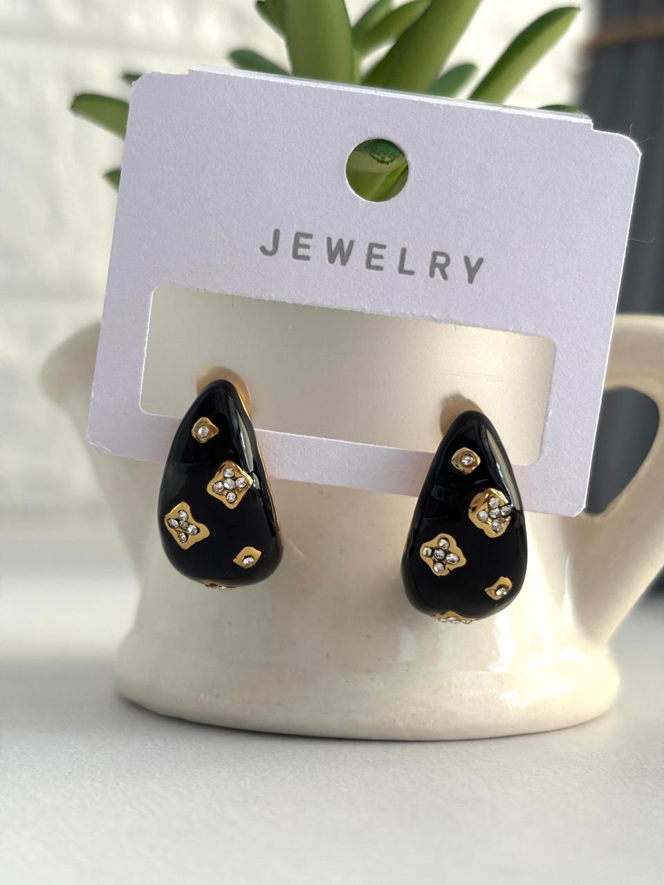 Women Enamel Diamond Studded Drop Earring - Nimé By Shop Trendys