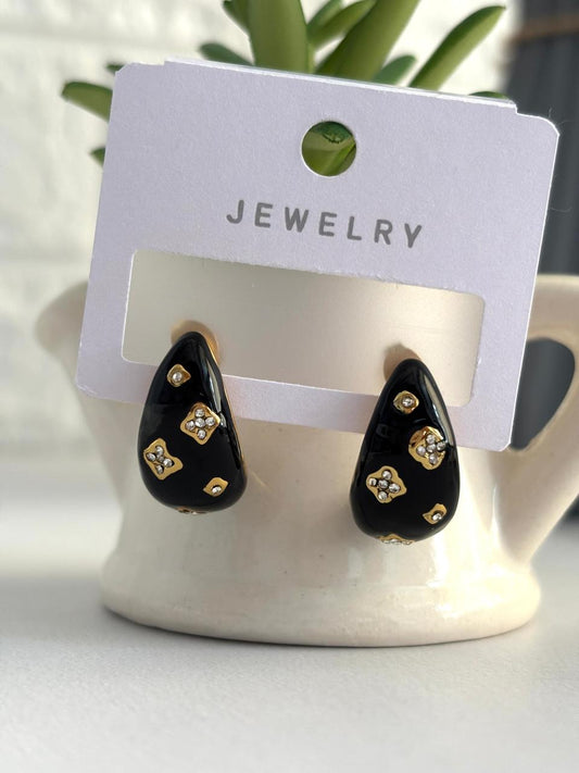 Women Enamel Diamond Studded Drop Earring - Nimé By Shop Trendys