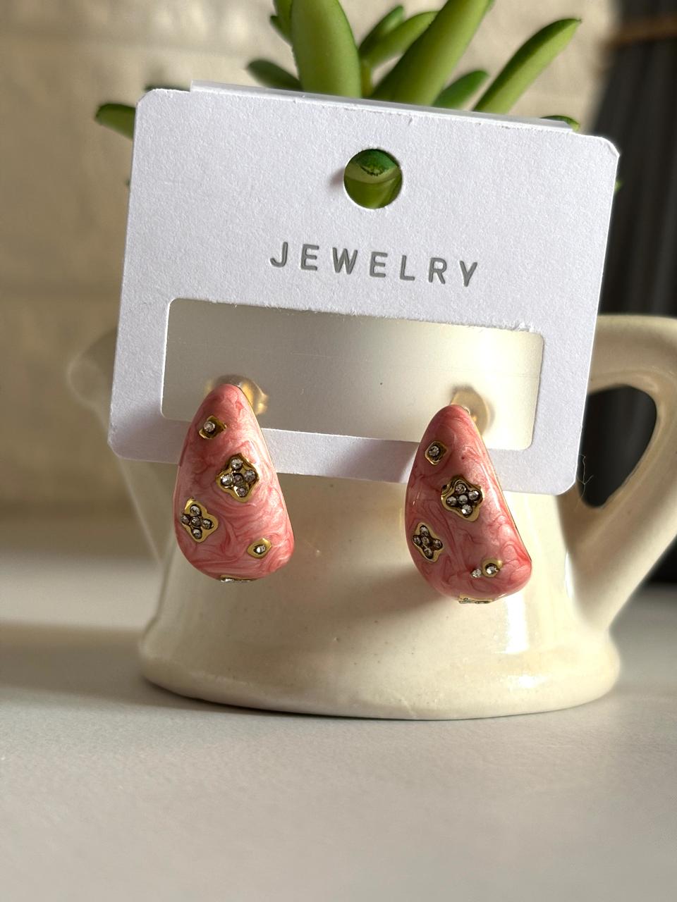Women Enamel Diamond Studded Drop Earring - Nimé By Shop Trendys